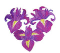 Heart of Irises (7.8" x 6.79") embroidered iron-on patch