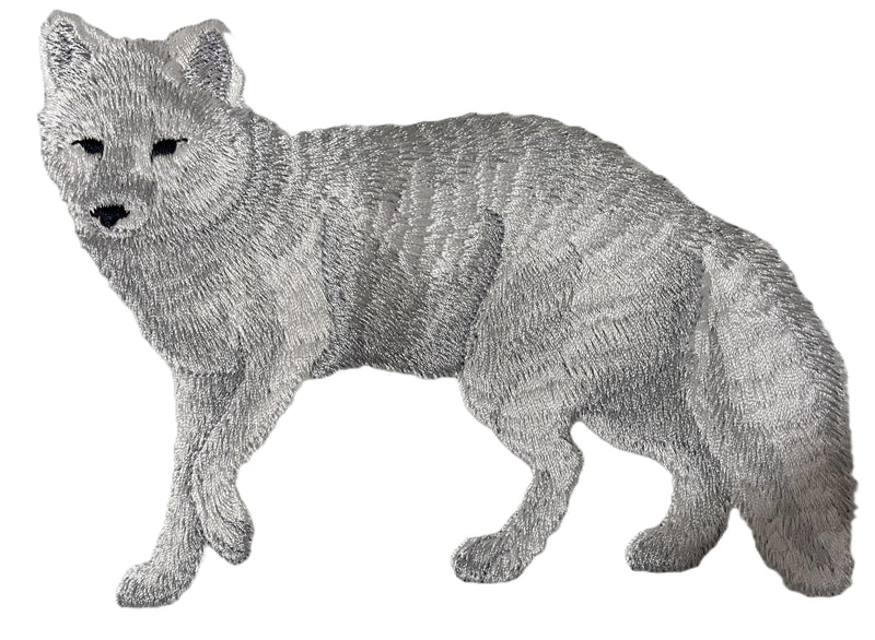 Arctic Fox (5.8" x 4.8") embroidered iron-on patch
