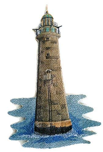Custom and Unique Lighthouse [Minot Ledge Lighthouse] Embroidered Iron on/Sew Patch (9.08" x 5.85") [Made in USA]