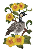 Beyond Vision Bird Hawaii Nene and Hibiscus Medley Embroidery / (5.86" x 9.2") embroidered iron-on patch