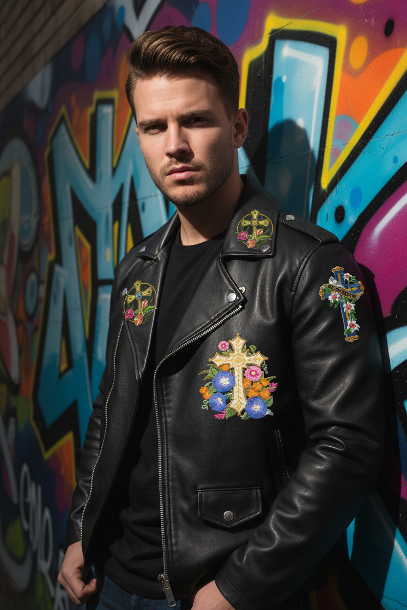Fashion Model with Authentic Holy Cross Patches
