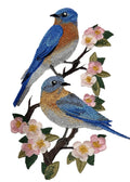 Beyond Vision Bird Eastern Bluebirds and Blossoms Embroidery / (4.53" x 6.85") embroidered iron-on patch