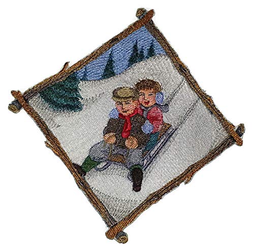 BeyondVision Custom and Unique Winter Bonanza [ Winter Sledding Diamond ] Embroidered Iron on/Sew Patch (7" x 7") [Made in USA]