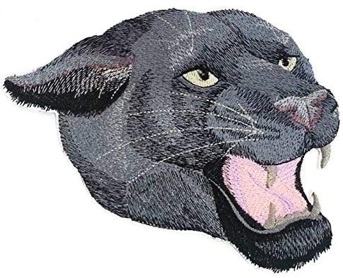 BeyondVision Nature Tejido en Hilos, Reino Animal Asombroso [Retrato de Cabeza de Pantera Negra] [Personalizado y Único] Parche Bordado para Planchar o Coser [6.27" x 4.8"] [Hecho en EE. UU.]