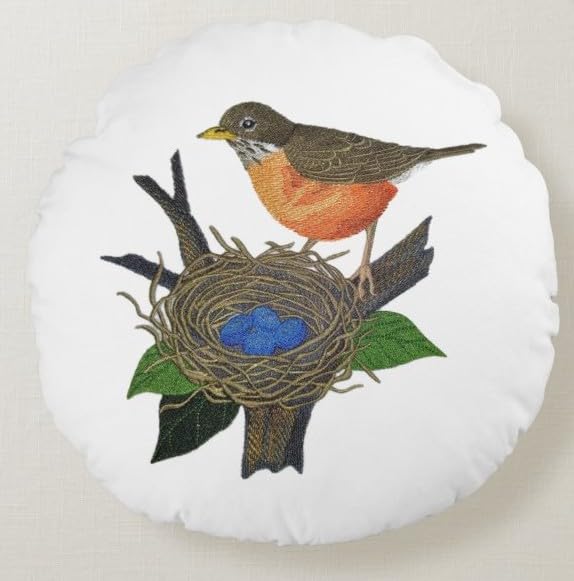Nature Weaved in Threads, Amazing Birds Kingdom [Robin and Nest [Custom and Unique] Embroidered Iron on/Sew Patch (7.41" x 6.9") [Made in USA]