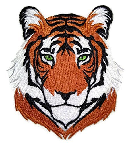 Nature Weaved in Threads, Amazing Animal Kingdom [Royal Bengal Tiger face] [Custom and Unique] Embroidered Iron on/Sew Patch (5" x 5.5") [Made in USA]