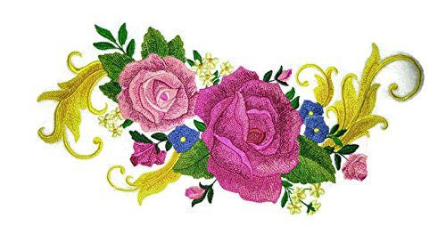 Custom and Unique Garden's Best Delight [Rose Spray with Flourish] Embroidered Iron on/Sew Patch (5.78" x 11.72") [Made in USA]