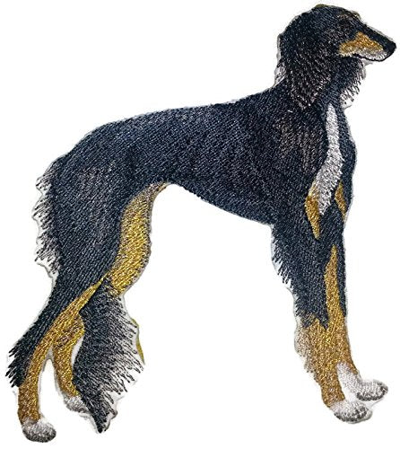 Impresionantes retratos personalizados de perros [Saluki] Parche bordado para planchar o coser [12,7 x 10 cm] [Hecho en EE. UU.]