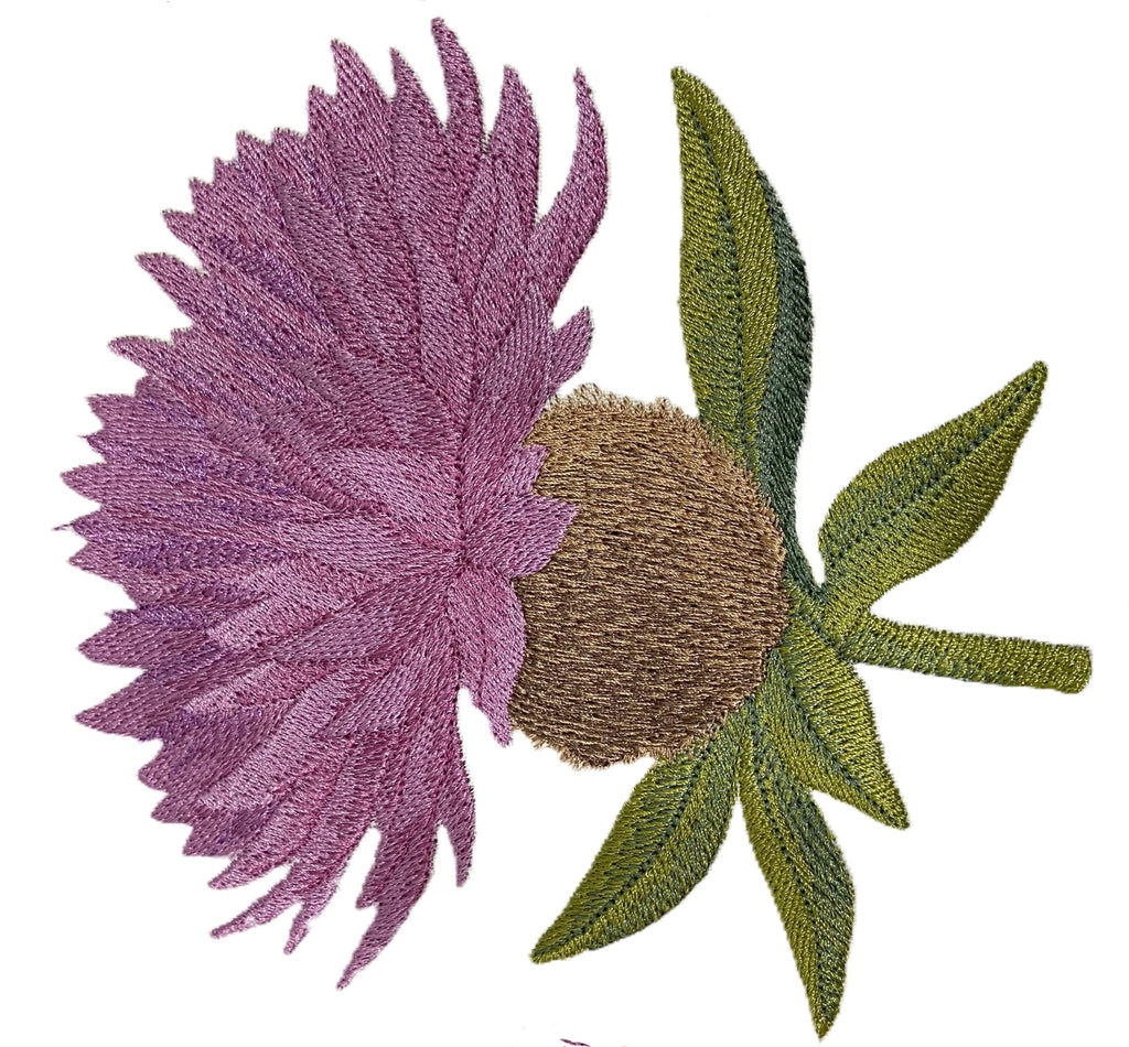Iris Flower Common Knapweed Embroidered Iron on/Sew Patch (5.78" x 5.86")