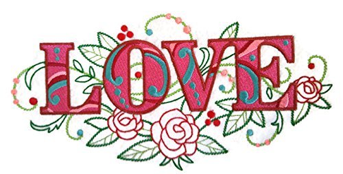 Custom and Unique Fancy Floral Sentiments [ Love with Vintage Flower Fade ] Embroidered Iron on/Sew Patch (9.33" x 4.7") [Made in USA]