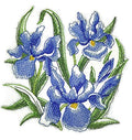 Sketched Irises (4.89" x 4.86") embroidered iron-on patch