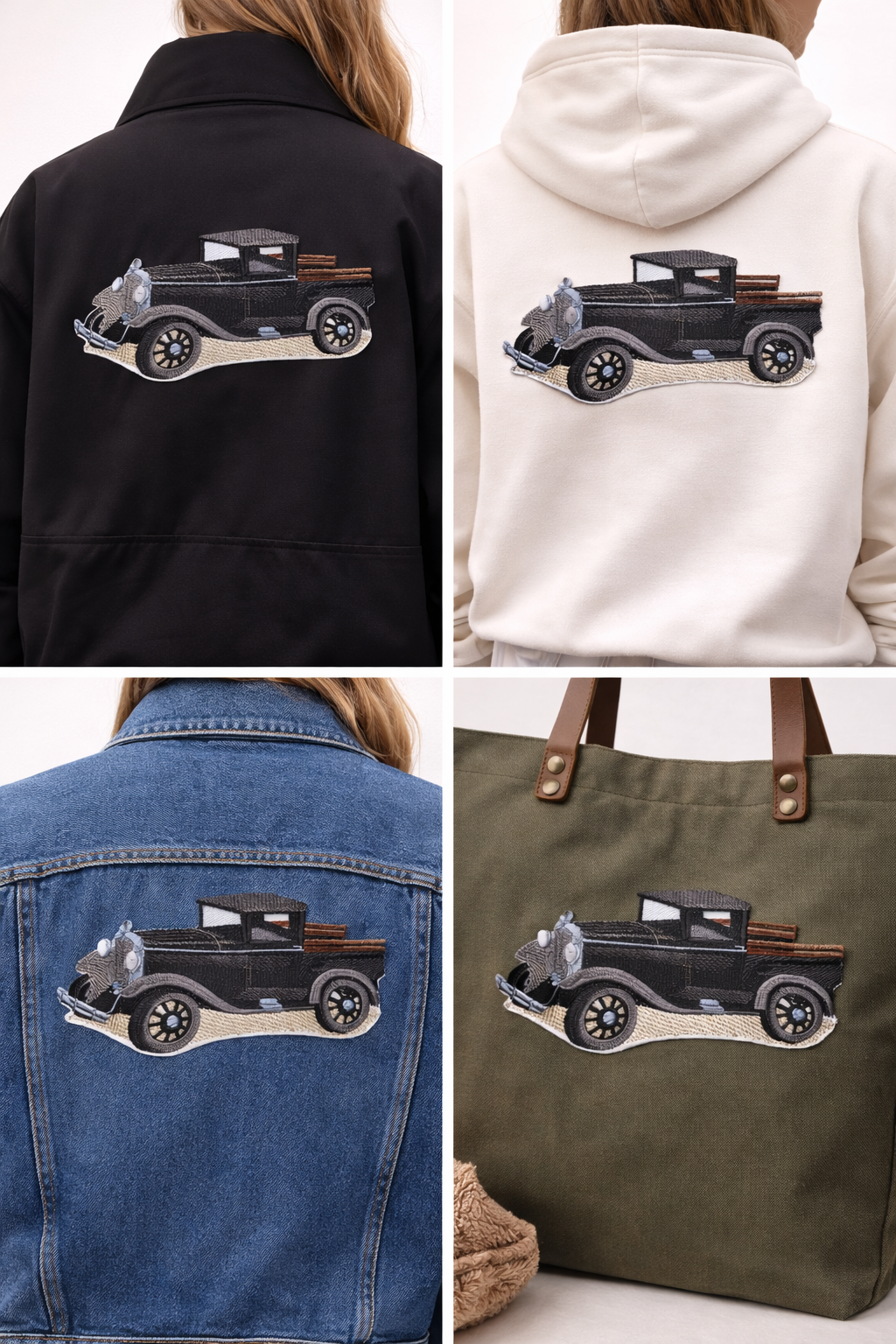 Colección de Camiones Clásicos [Camión Ford Modelo A] [Historia del Automóvil Estadounidense en Bordado] Parche Bordado para Planchar o Coser [6.48" x 3.55"] Hecho en EE. UU.