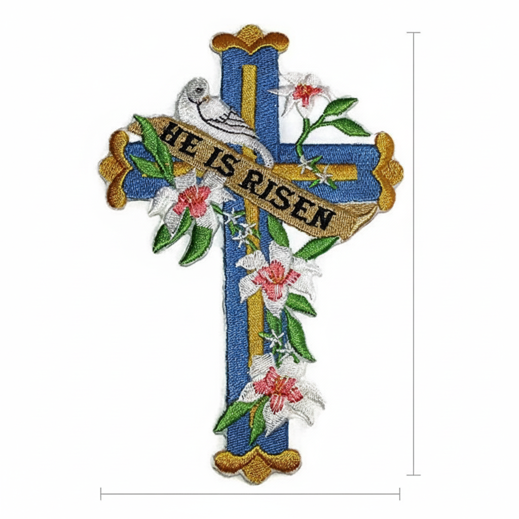 Easter cross patch with size measurements