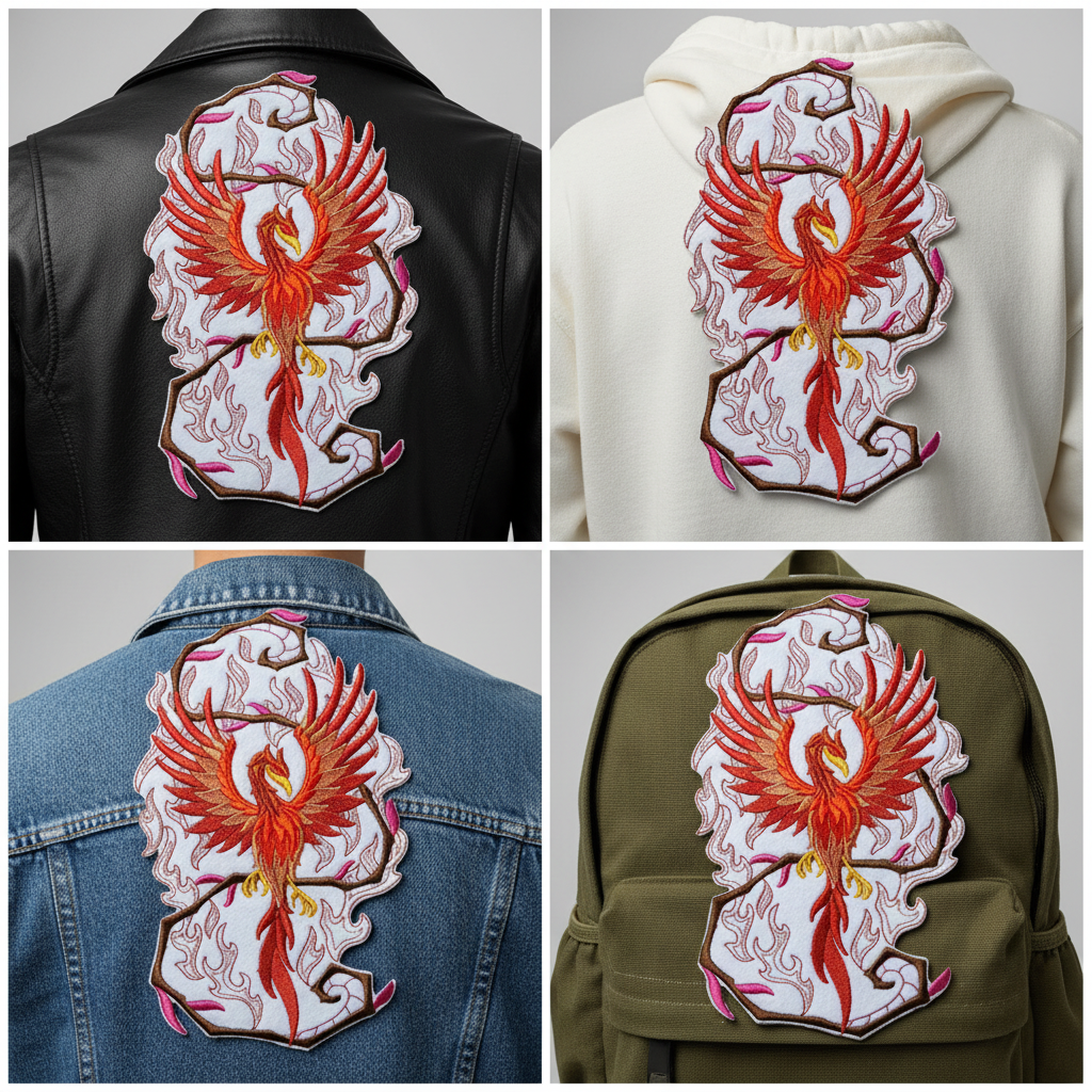 Phoenix patch on different fabrics