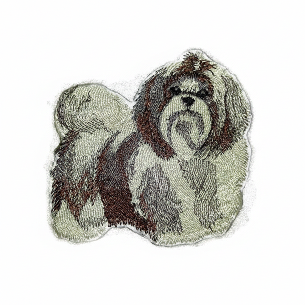 Shih Tzu Dog Embroidered Patch - Amazon compliant product photo on white background