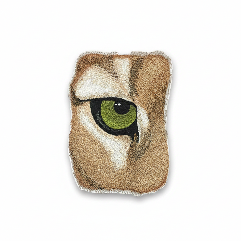 Eye of Cougar embroidered patch on white background - HD Amazon compliant product image