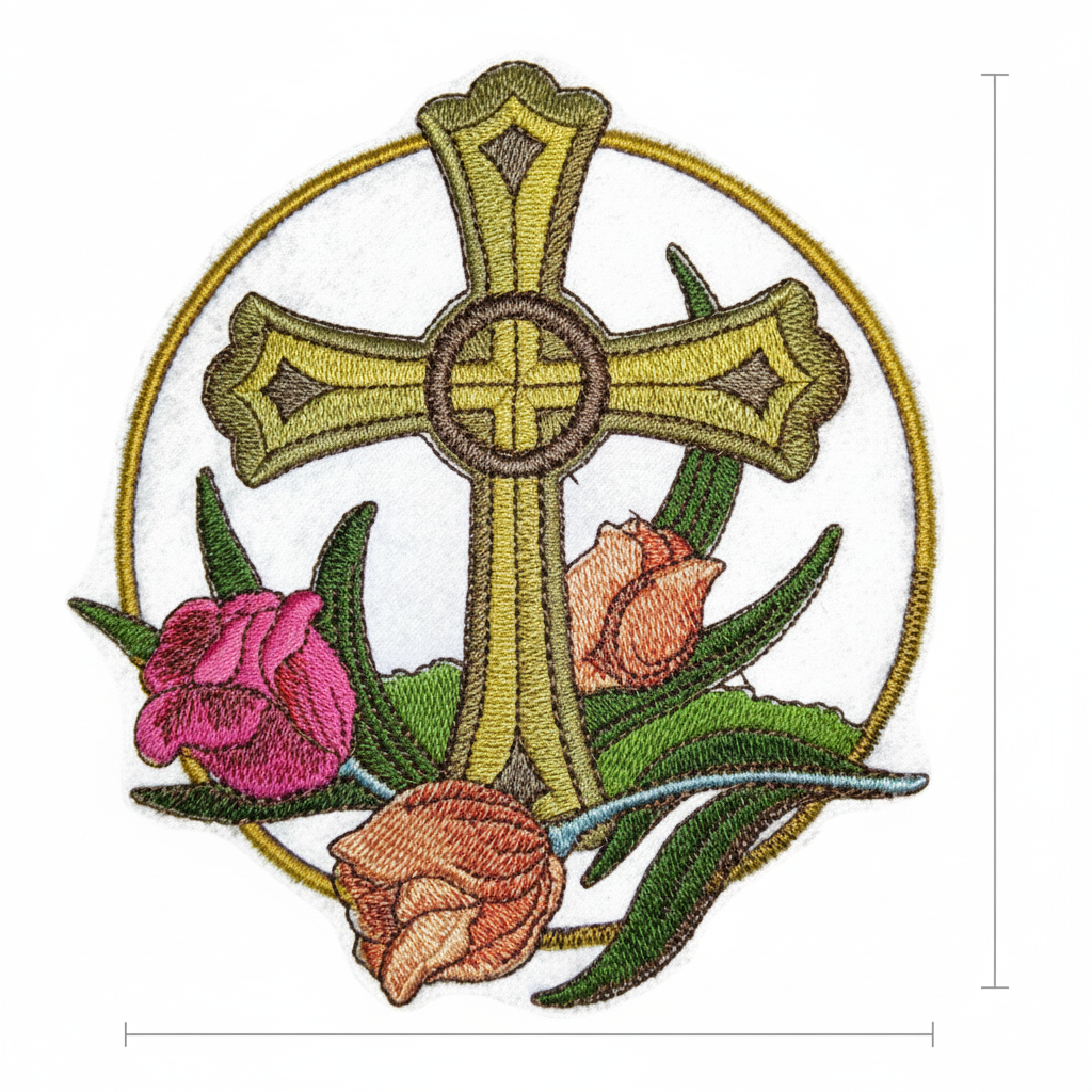 Circular cross patch with size measurements