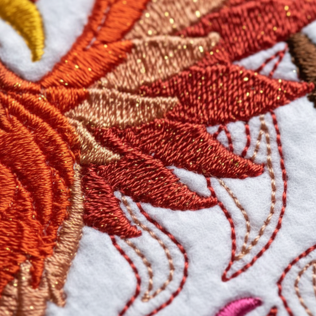 Phoenix patch - macro embroidery detail