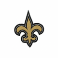 New Orleans Saints embroidered gold fleur-de-lis patch on a white background