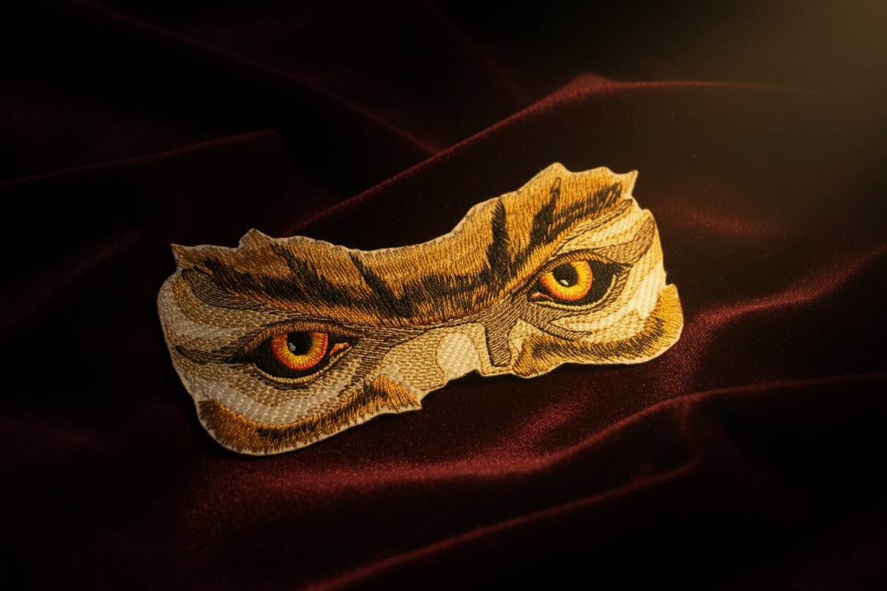 Artistic lifestyle photo of werewolf patch with dramatic moonlight lighting