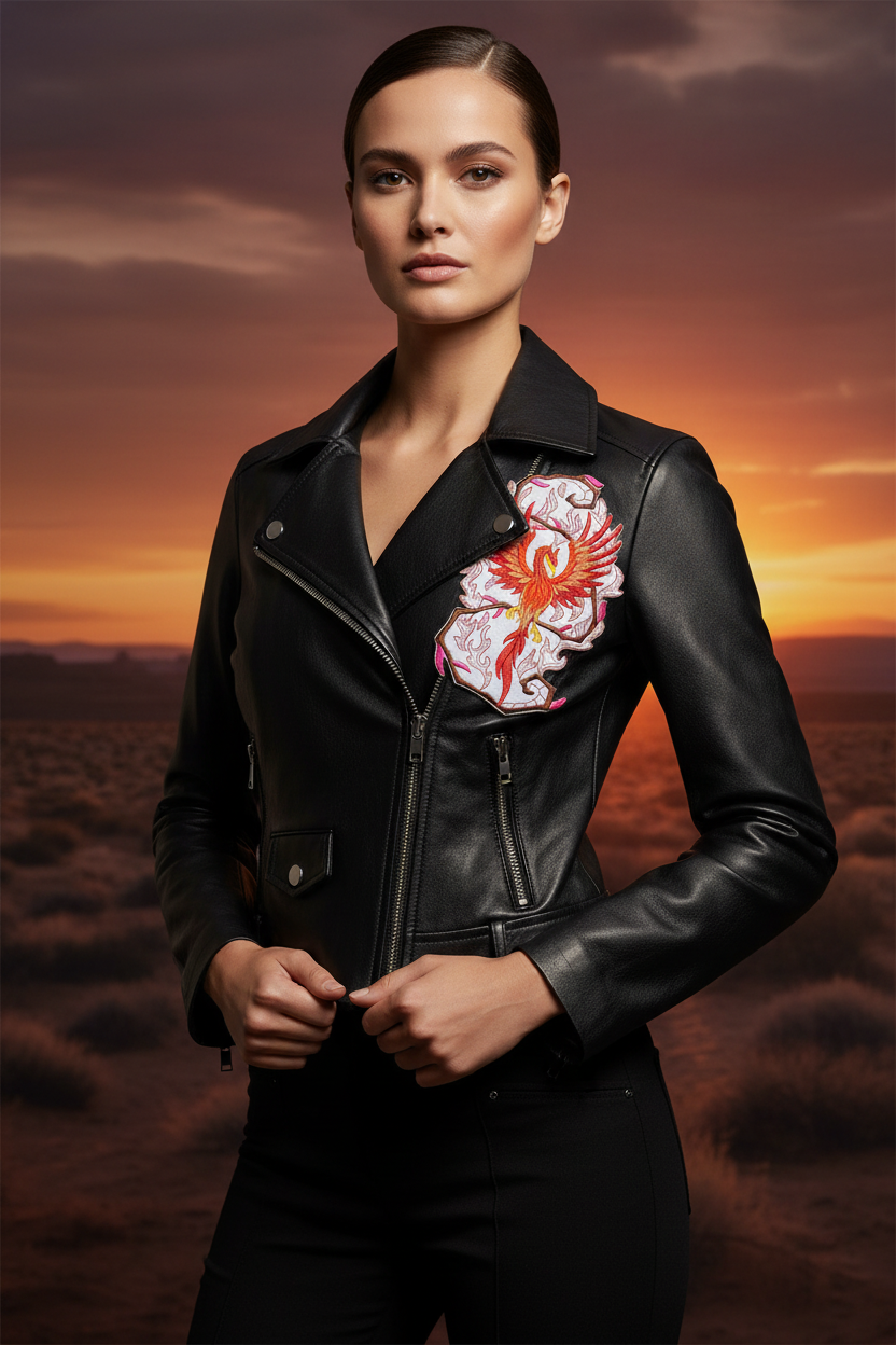 Phoenix patch on jacket chest