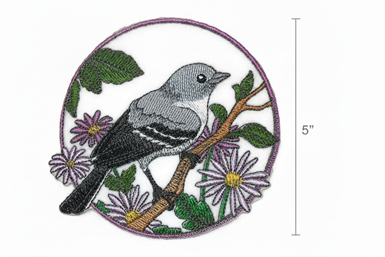 Mockingbird patch with size measurement guide showing 3.9 inch dimensions