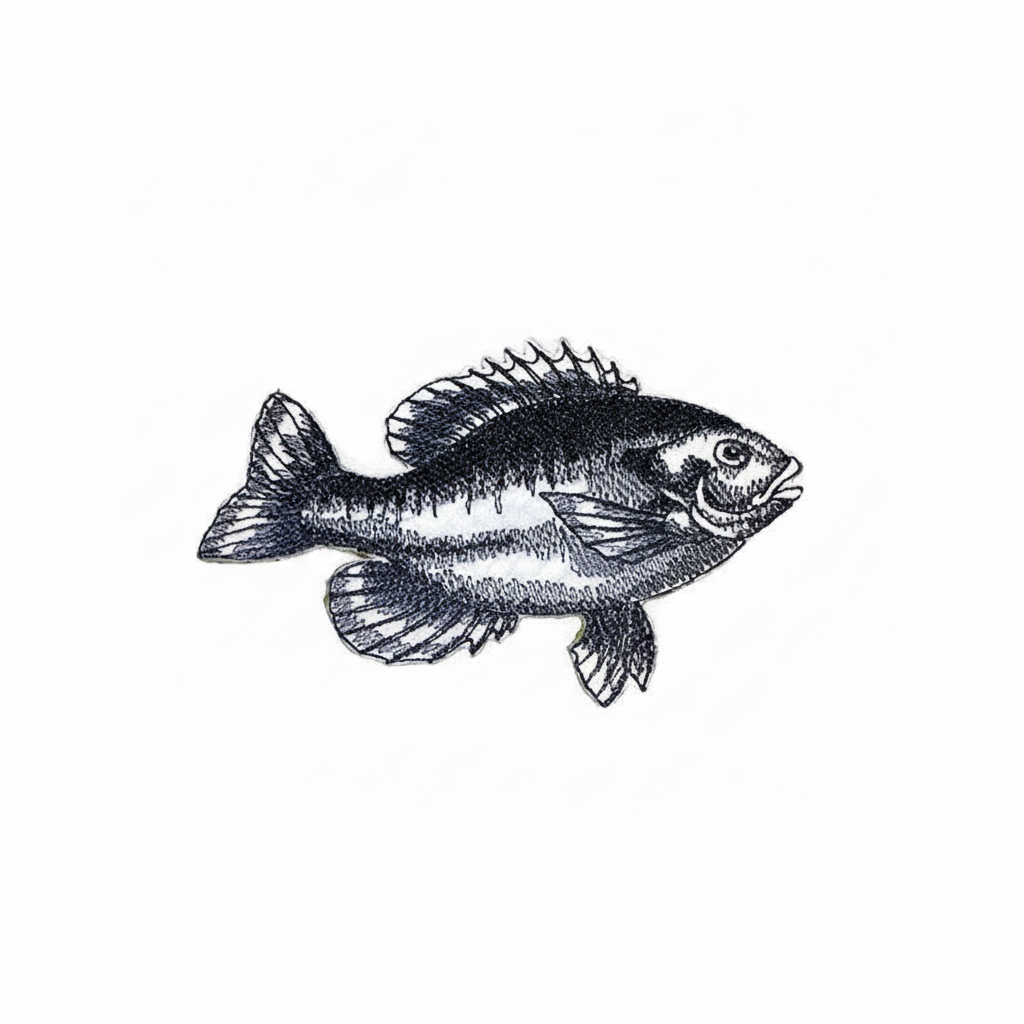 Fish Embroidered Patch - Amazon compliant product photo on white background