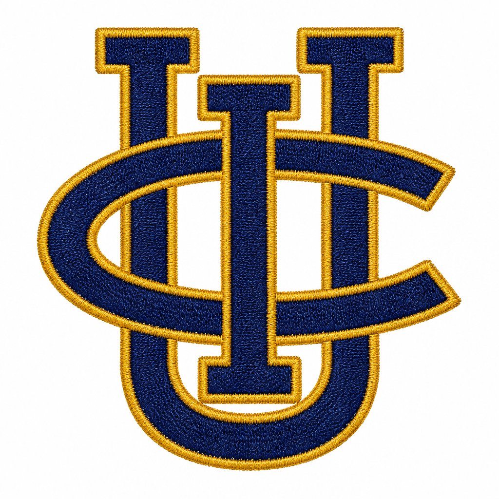 Interlocking navy and gold patch