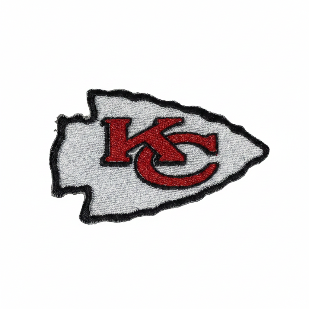 Kansas City Chiefs arrowhead embroidered patch on a white background