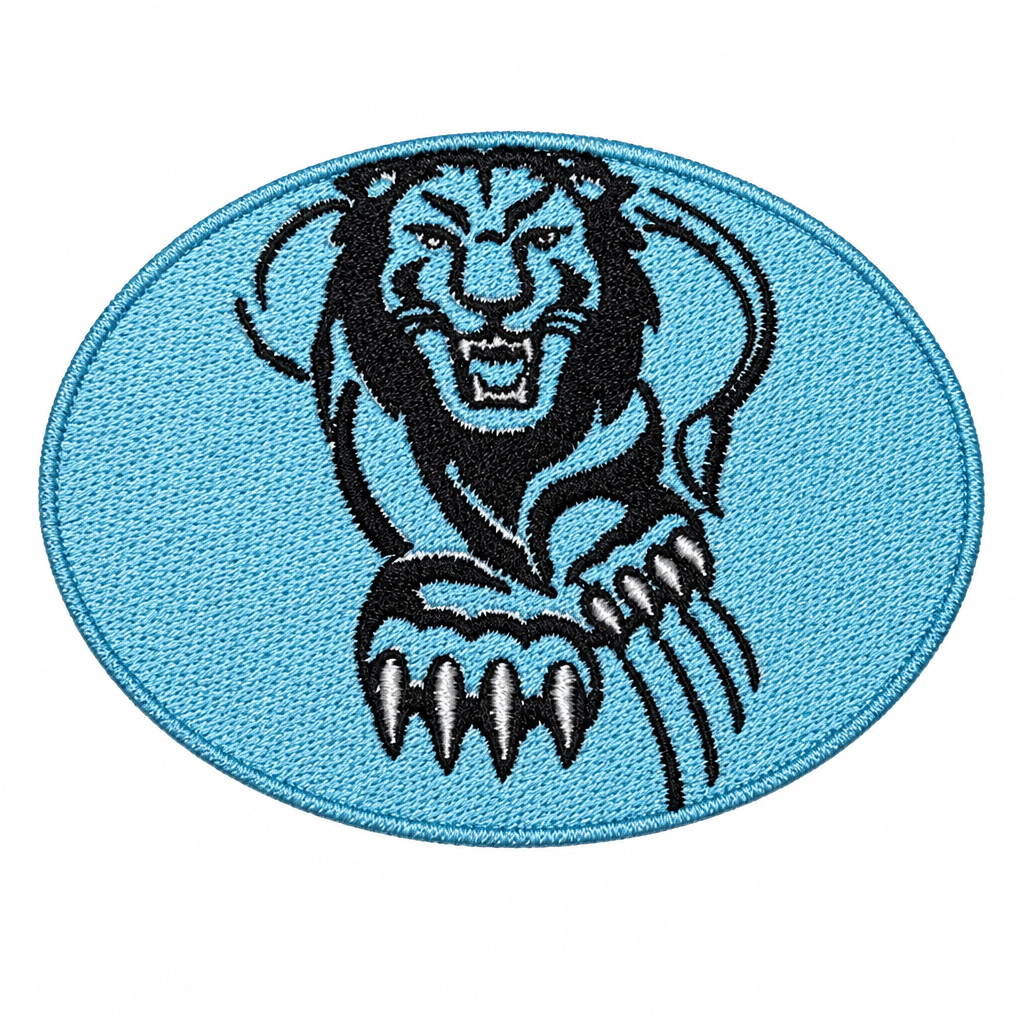 Light blue oval wildcat patch cleanup