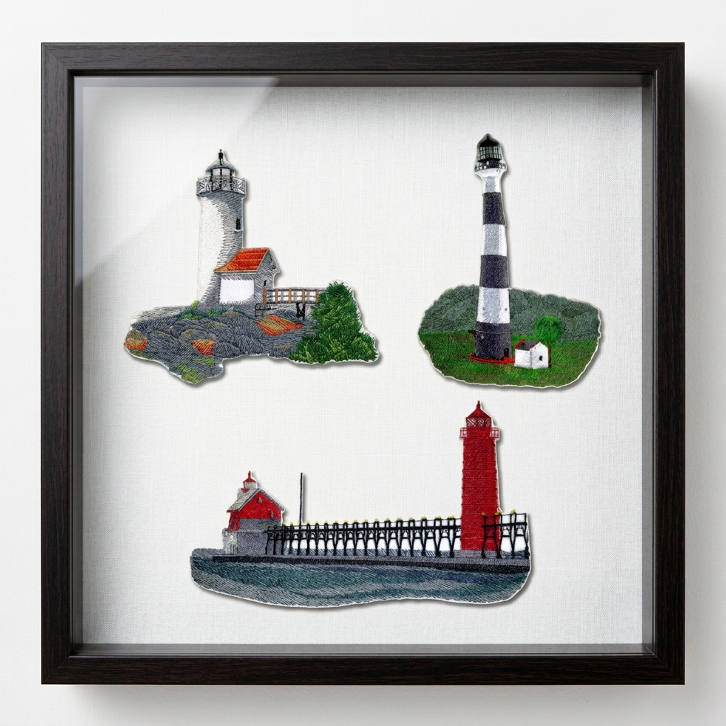 Lighthouse display with a white background