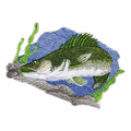 Lurking Walleye Fish embroidered iron-on patch