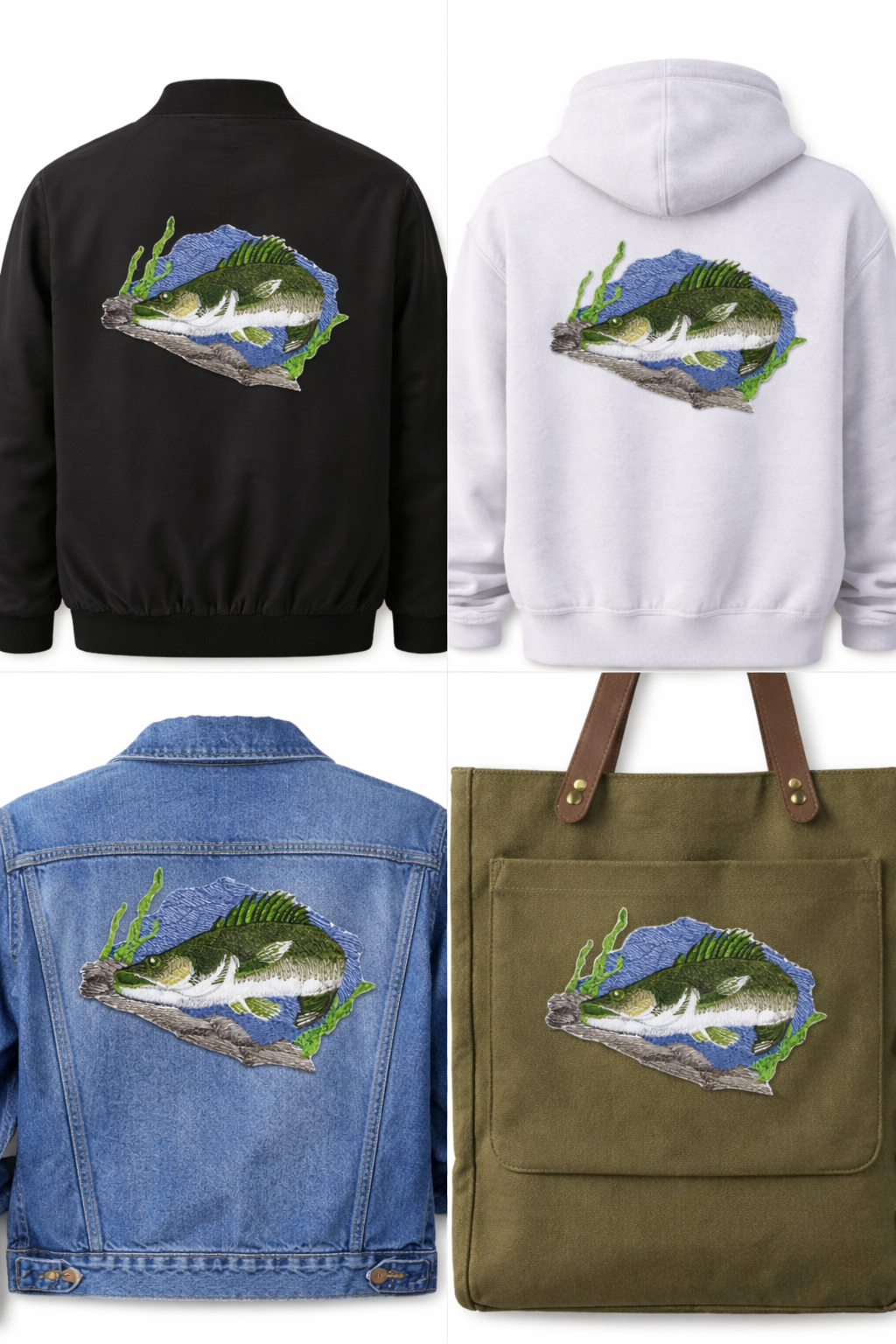 Lurking Walleye Fish Embroidered Patch – Outdoor Angler Iron-On or Sew-On Applique, 5" x 3.5", Made in USA