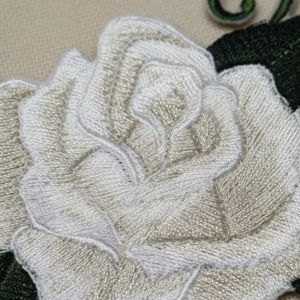 Macro embroidery stitching detail
