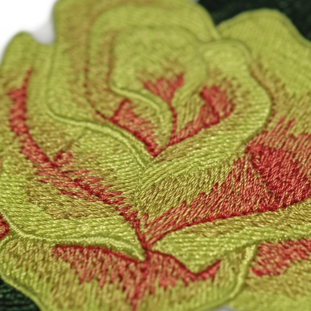 Macro embroidery stitching detail