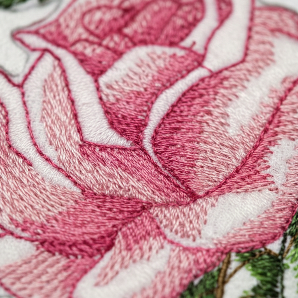 Macro embroidery stitching detail