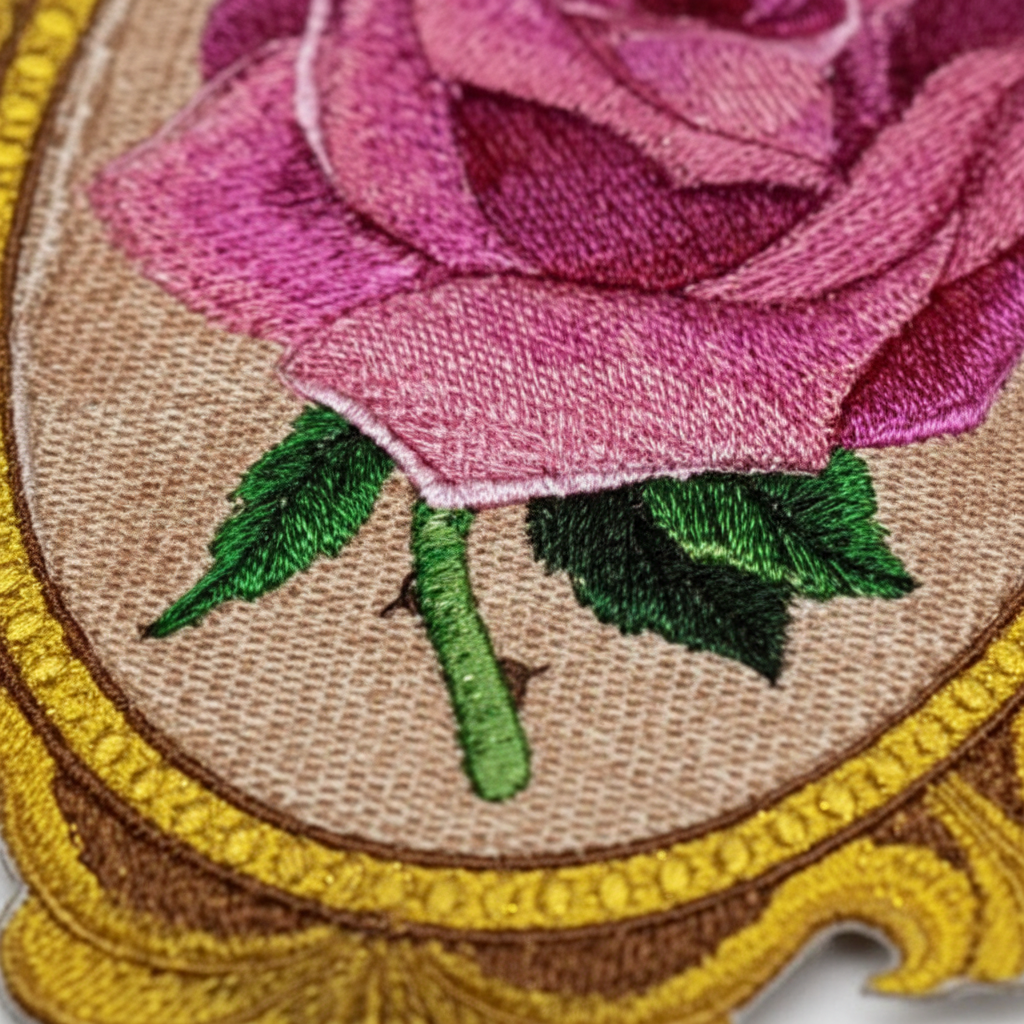 Macro embroidery stitching detail