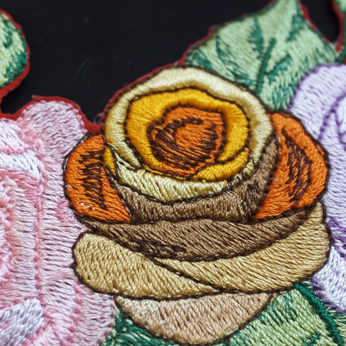 Macro embroidery stitching detail