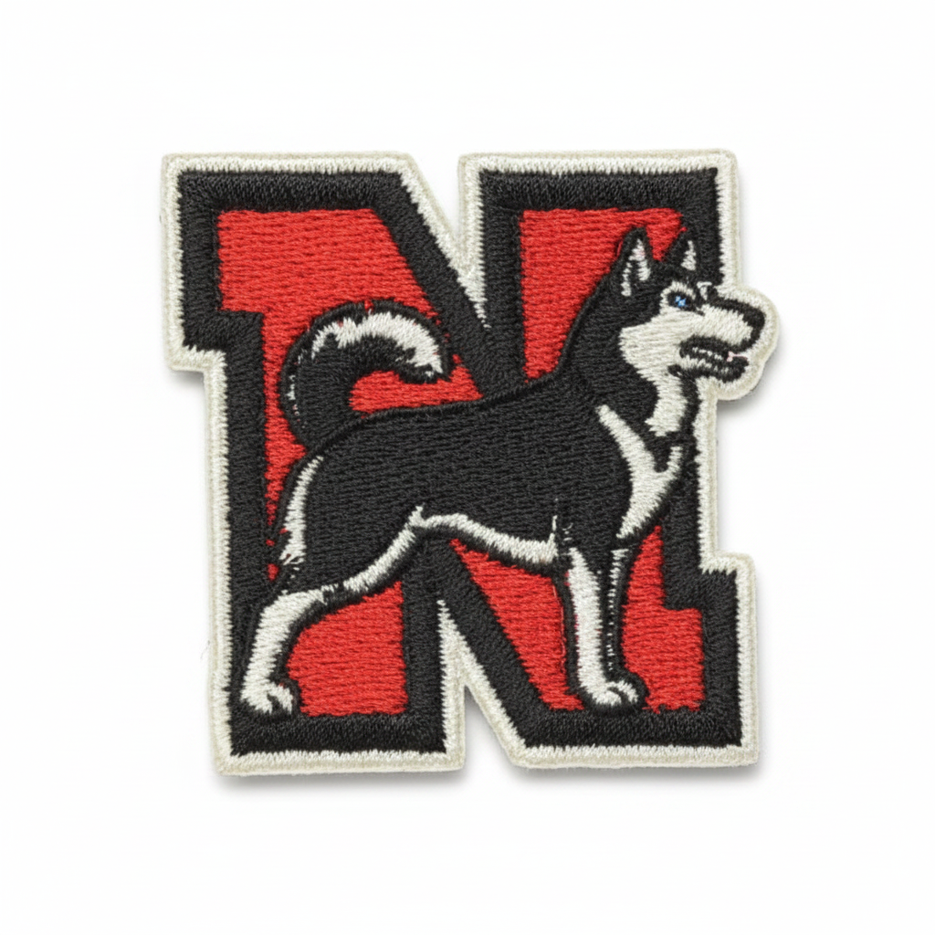 Northeastern Huskies Embroidered Patch — Studio White