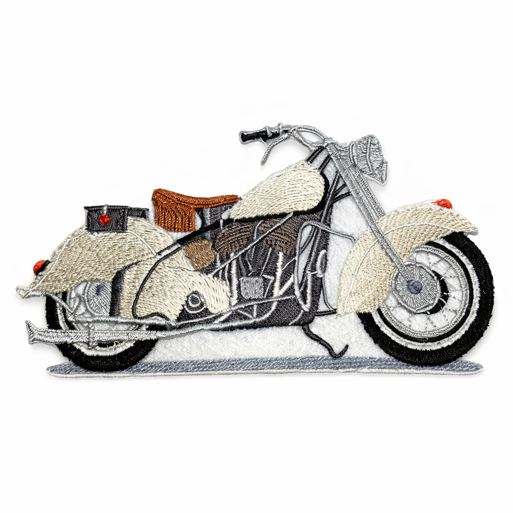 Open Road Classic Motorcycle Embroidered Patch – Vintage American Biker Iron-On or Sew-On Applique, 6.51” x 3.48”, Made in USA