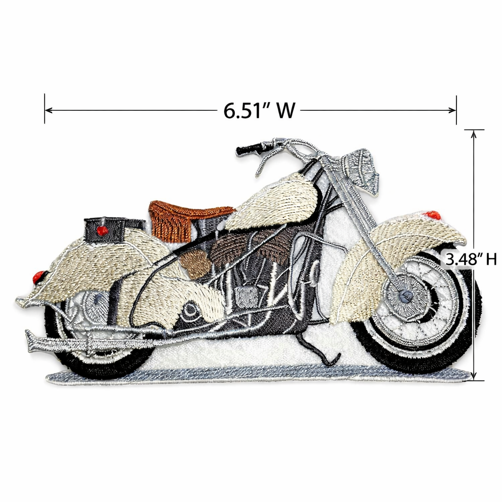 Open Road Classic Motorcycle Embroidered Patch – Vintage American Biker Iron-On or Sew-On Applique, 6.51” x 3.48”, Made in USA