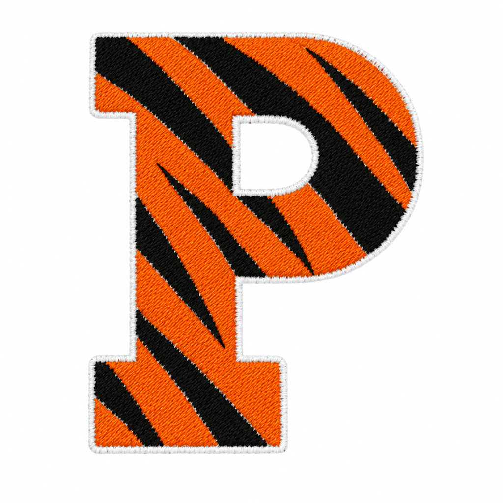 Orange-and-black P patch image