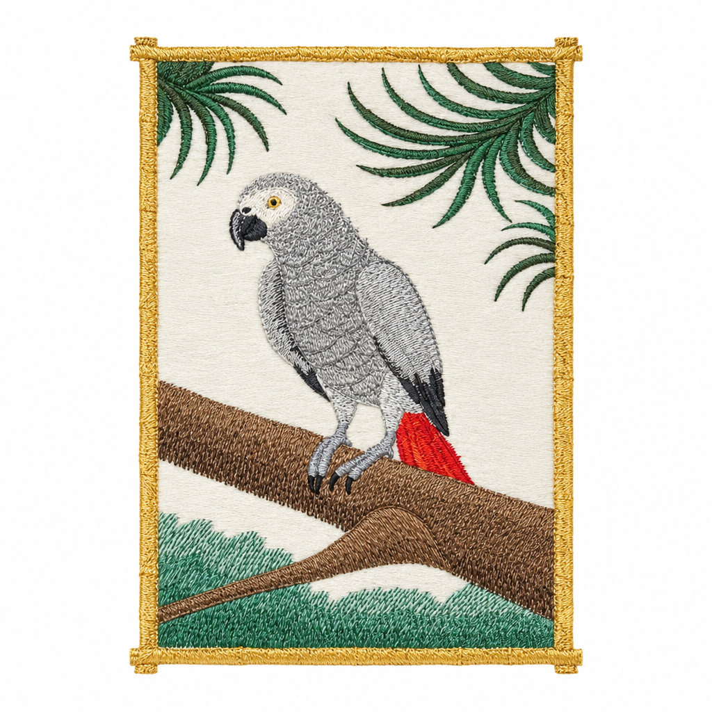 Parrot embroidery cleaned and resized