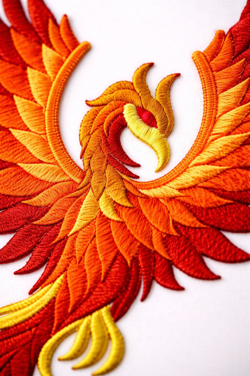 Rising Phoenix Embroidered Patch Large (9.99" x 5.94") in | Iron-On or Sew-On | Mythical Firebird Applique for Jackets, Bags & DIY Fashion