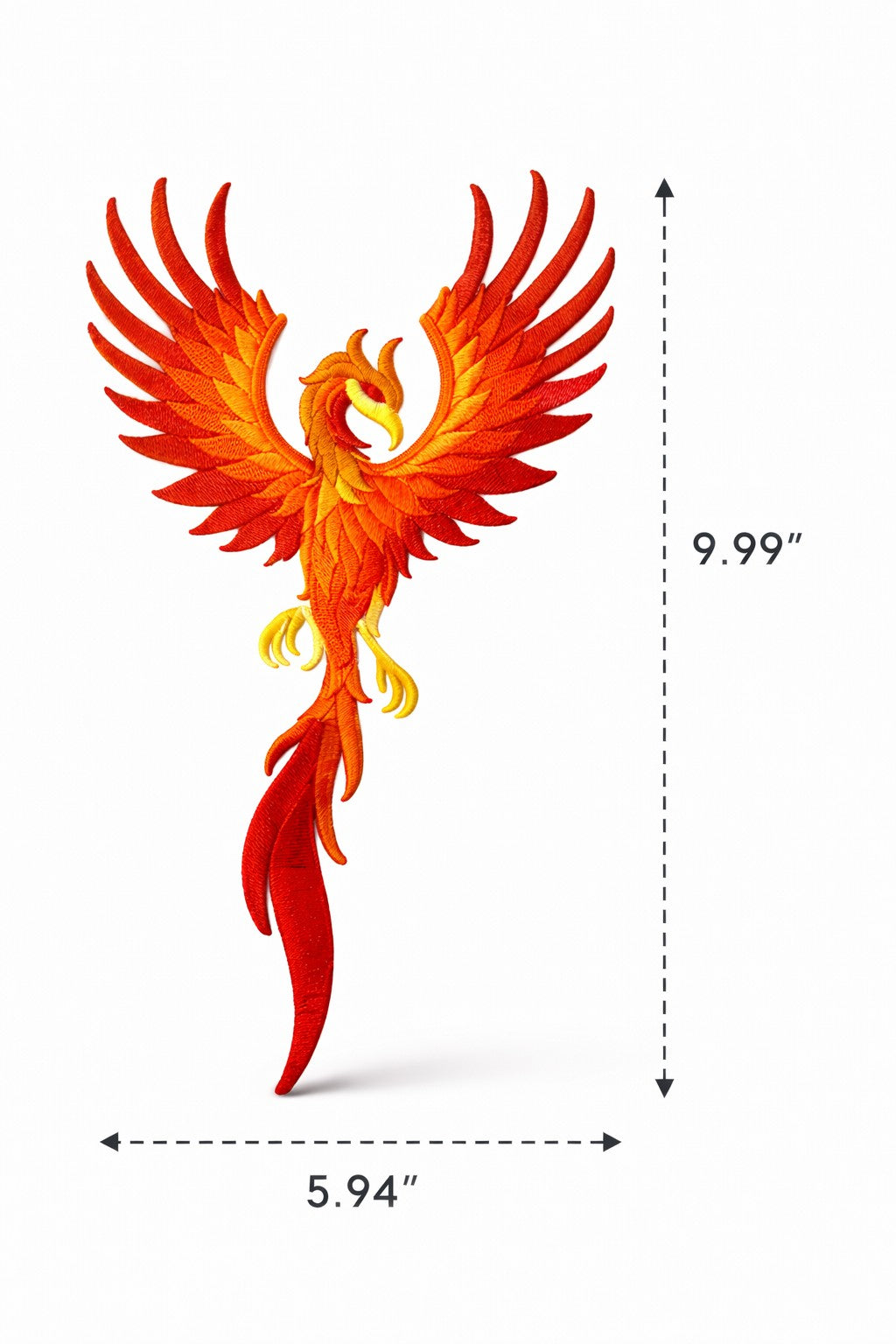 Rising Phoenix Embroidered Patch Large (9.99" x 5.94") in | Iron-On or Sew-On | Mythical Firebird Applique for Jackets, Bags & DIY Fashion