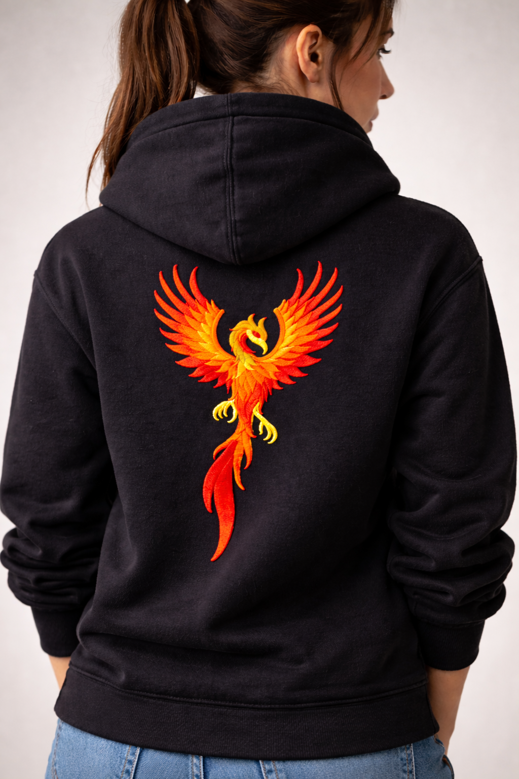 Rising Phoenix Embroidered Patch Large (9.99" x 5.94") in | Iron-On or Sew-On | Mythical Firebird Applique for Jackets, Bags & DIY Fashion