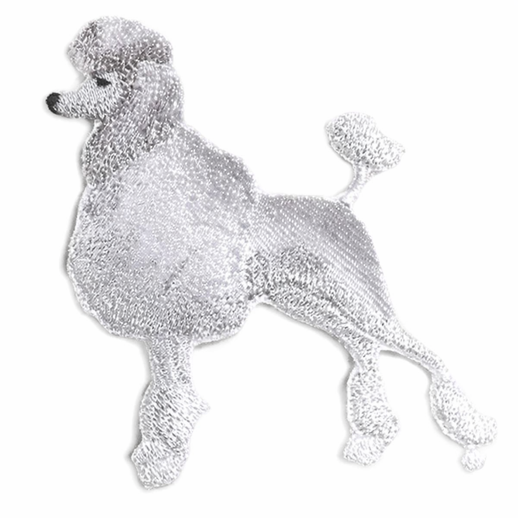Elegant Poodle Embroidered Patch – Classic Dog Silhouette Iron-On or Sew-On Applique, 5.3” x 4.5”, Made in USA