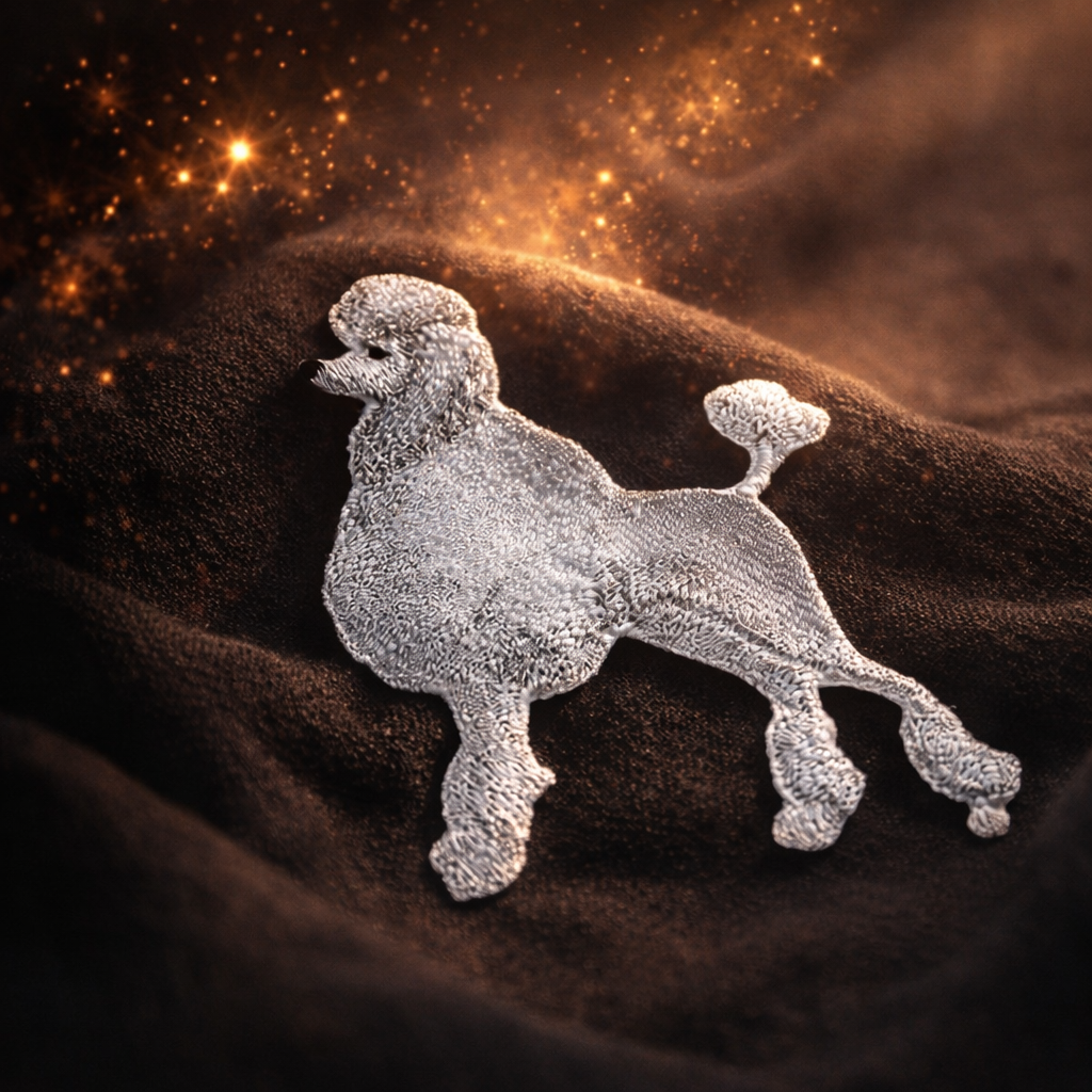 Elegant Poodle Embroidered Patch – Classic Dog Silhouette Iron-On or Sew-On Applique, 5.3” x 4.5”, Made in USA
