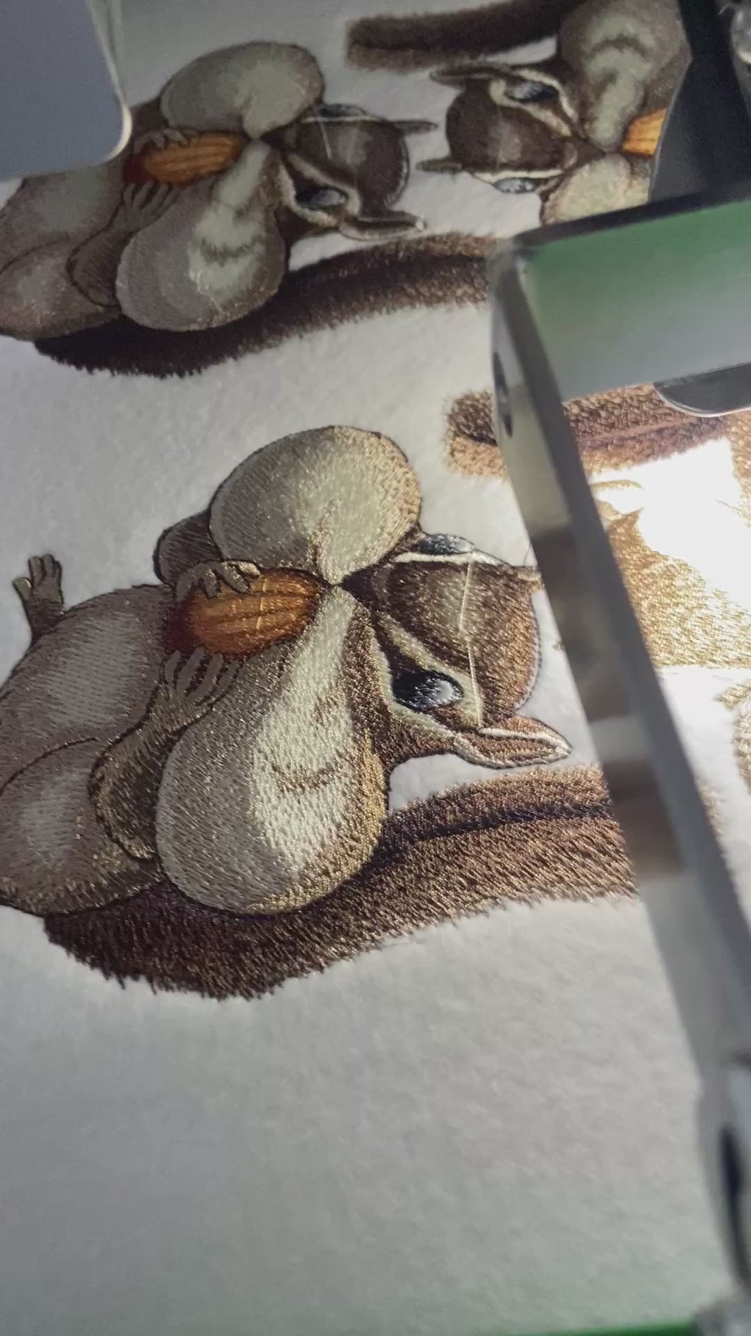Cheeky Chipmunk Squirrel with Acorn 4.86" x 6.1" Embroidered Patch – Woodland Animal Appliqué