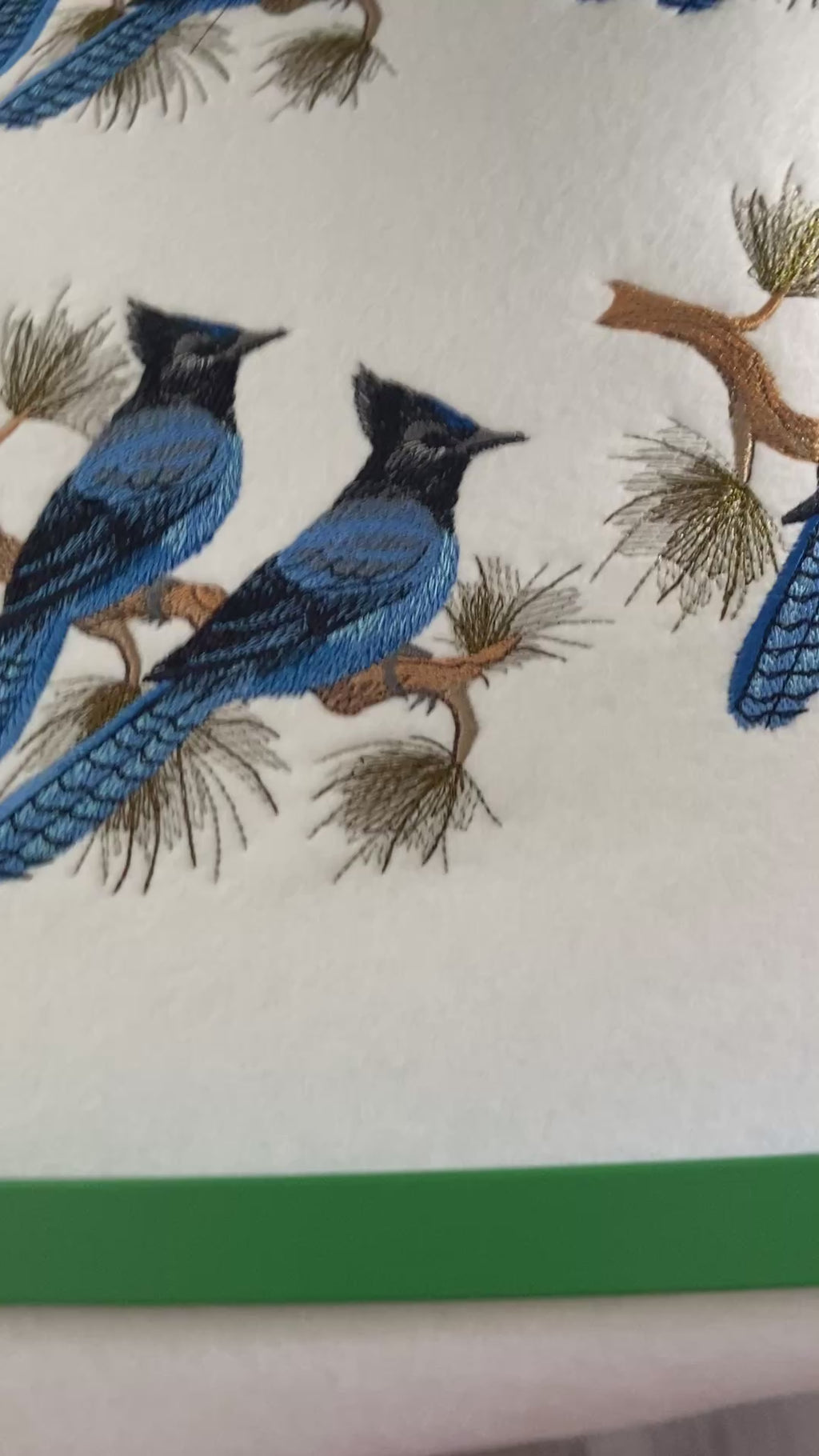 Steller’s Jay Pair  on Pine Branches 5.37" x 4.8" Embroidered Appliqué Iron-On or Sew-On